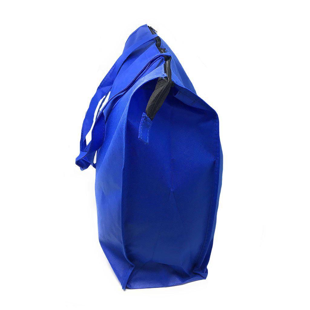 Large Big 20inch Zippered Reusable Grocery Shopping Tote Bags With Gusset-Royal-