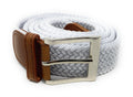 Casaba Stretch Braided Golf Belts Woven Elastic Adjustable Fit Mens Womens-White-Small-