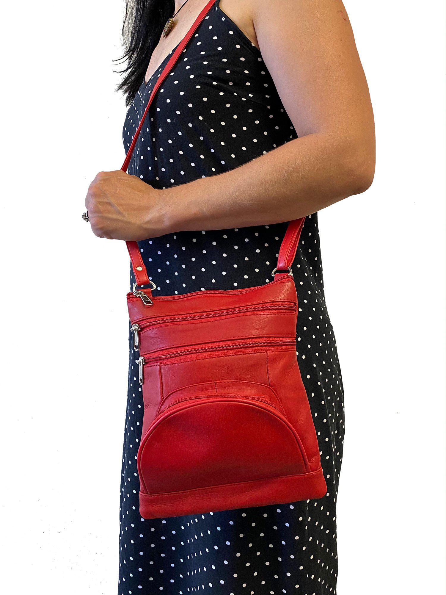 Casaba Womens Genuine Leather Crossbody Purse Shoulder Messenger Bag Organizer-Black-