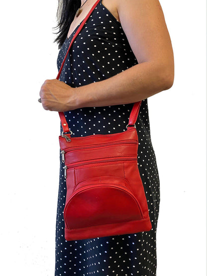Casaba Womens Genuine Leather Crossbody Purse Shoulder Messenger Bag Organizer-Black-