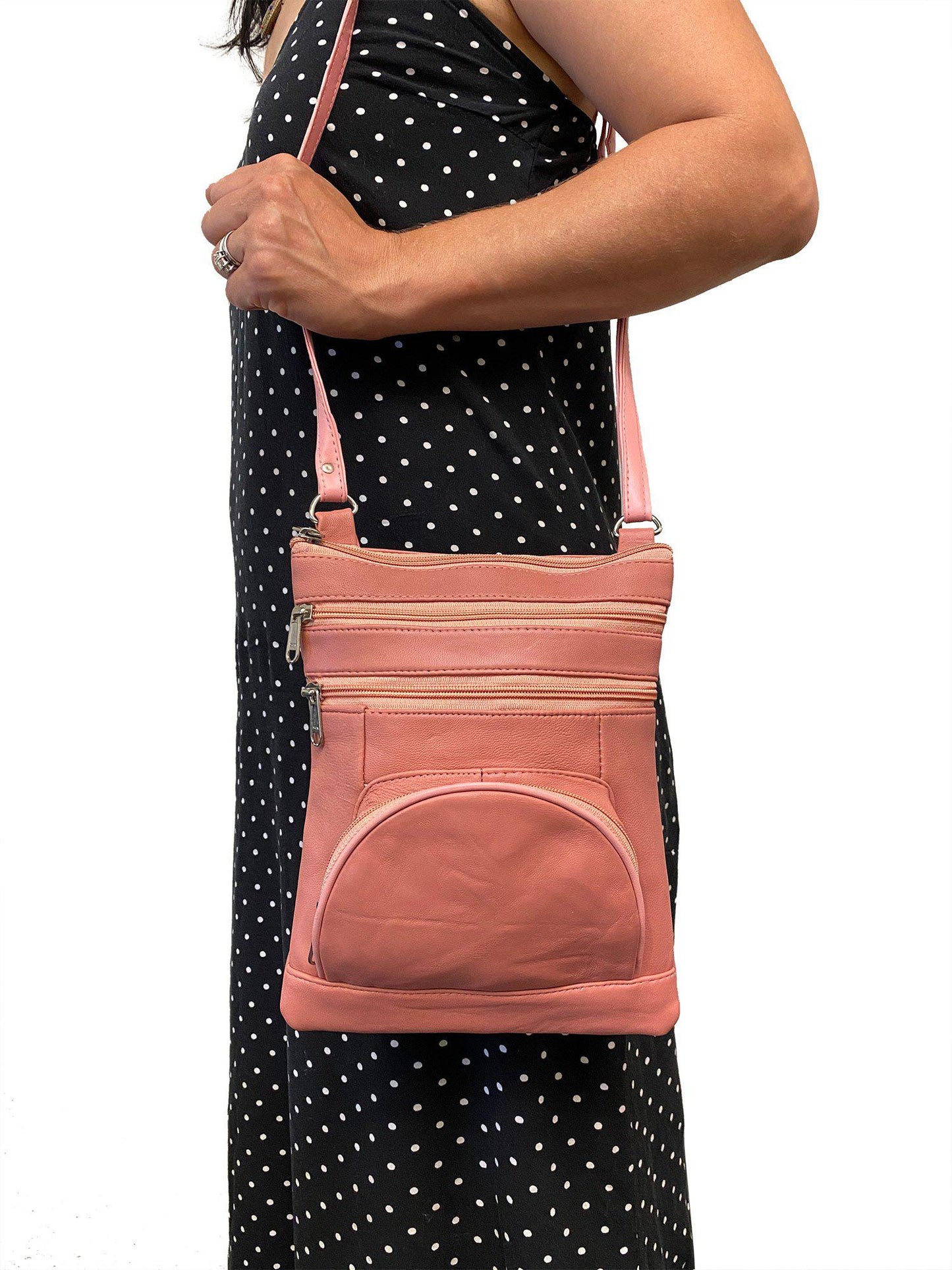 Casaba Womens Genuine Leather Crossbody Purse Shoulder Messenger Bag Organizer-Black-