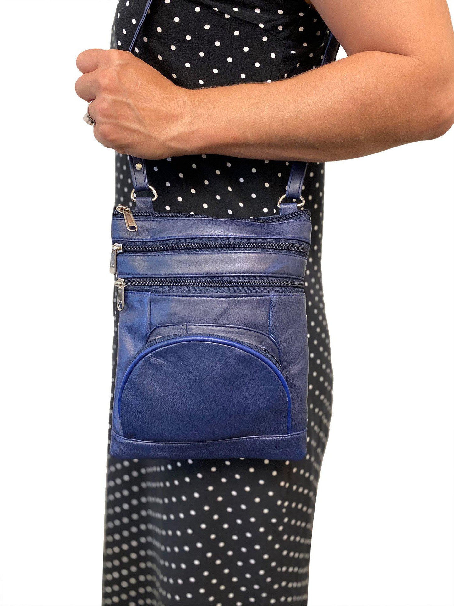 Casaba Womens Genuine Leather Crossbody Purse Shoulder Messenger Bag Organizer-Black-