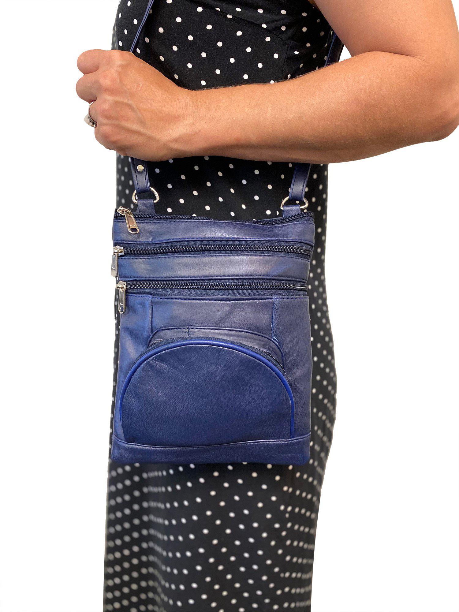 Casaba Womens Genuine Leather Crossbody Purse Shoulder Messenger Bag Organizer-Black-
