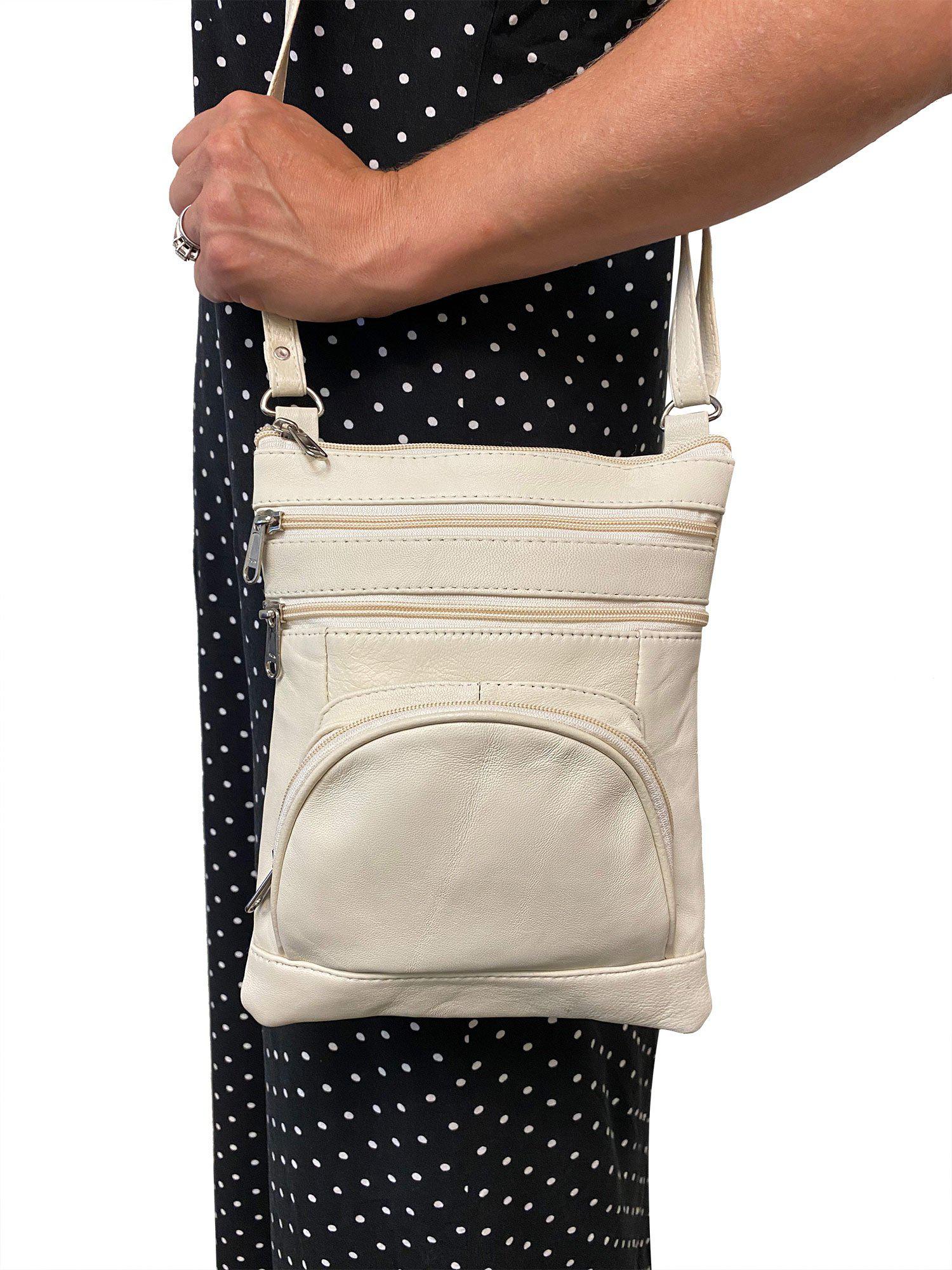 Casaba Womens Genuine Leather Crossbody Purse Shoulder Messenger Bag Organizer-Black-