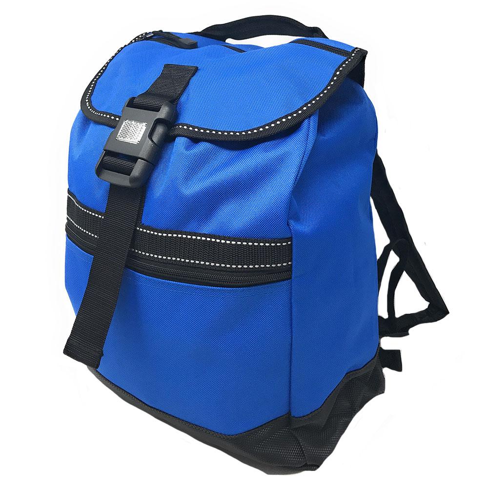 Reflective Backpack Rucksack Bags Drawstrings School Books Travel Work 12 x14inch-ROYAL/BLACK-