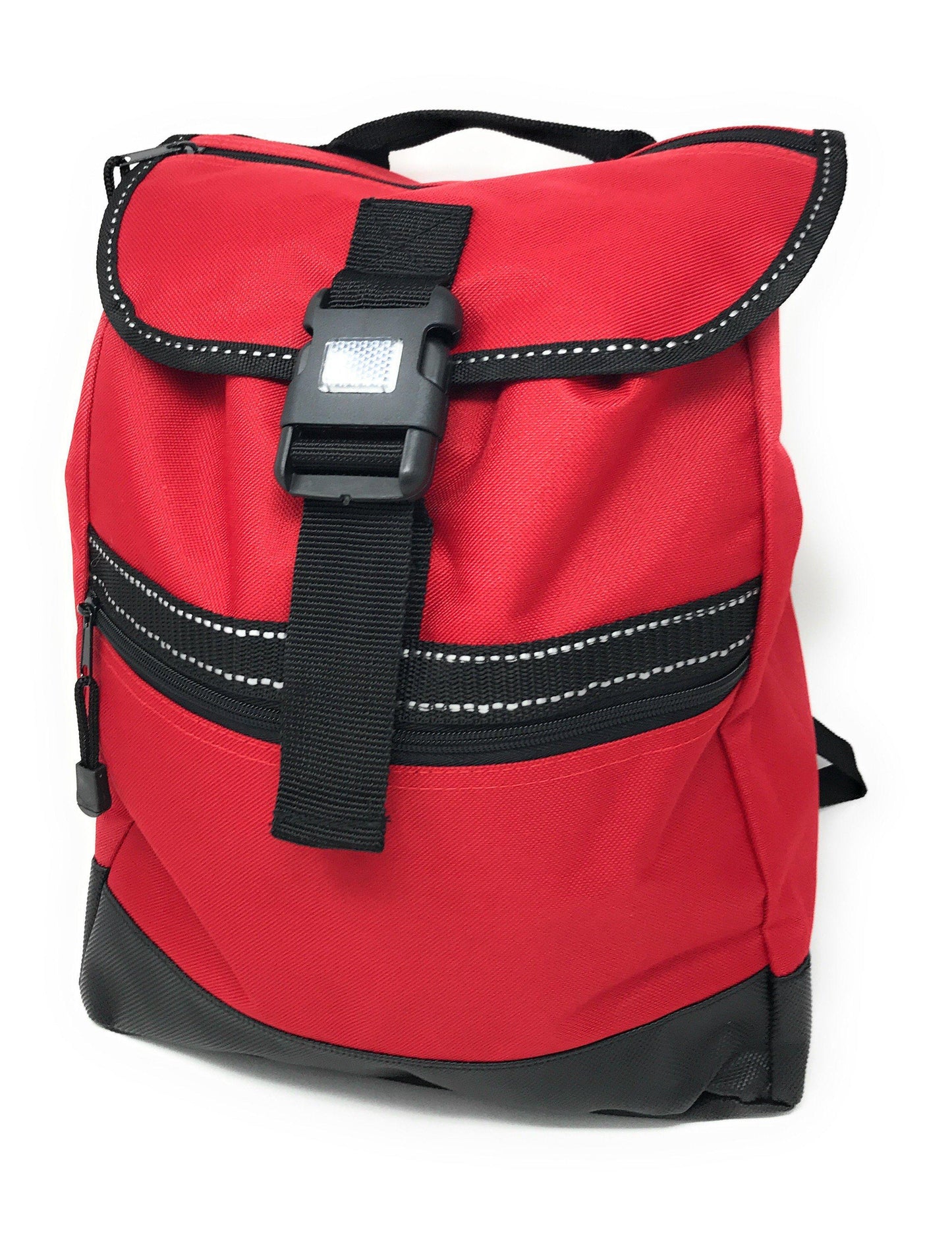 Reflective Backpack Rucksack Bags Drawstrings School Books Travel Work 12 x14inch-RED/BLACK-