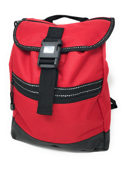 Reflective Backpack Rucksack Bags Drawstrings School Books Travel Work 12 x14inch-RED/BLACK-