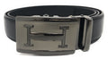 Leather Mens Ratchet Belt Sliding Adjustable Automatic Buckle Cut to Size-H-