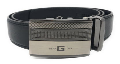 Leather Mens Ratchet Belt Sliding Adjustable Automatic Buckle Cut to Size-Milan-