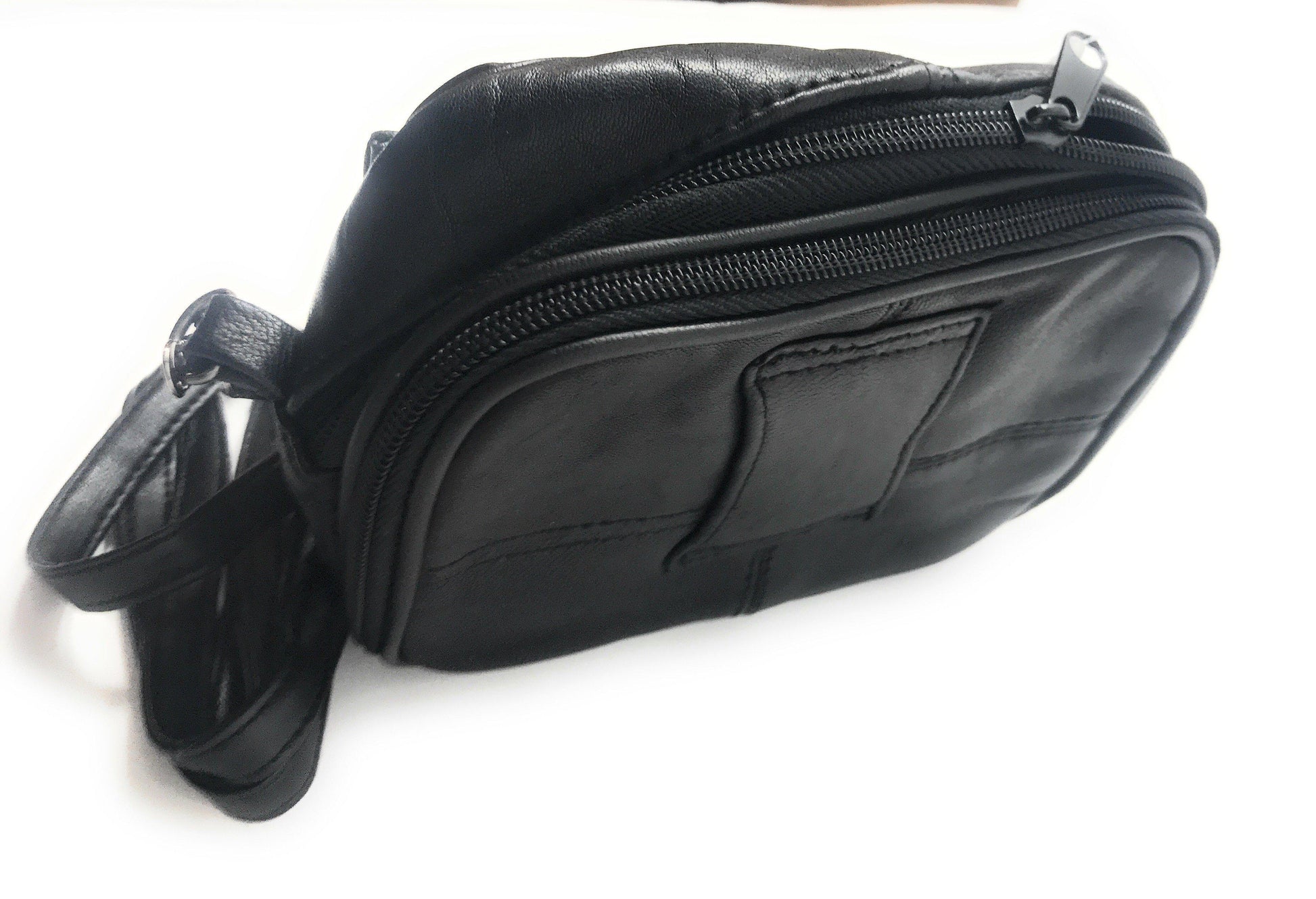Leather Fanny Pack Waist Bag Pouch Travel Purse Organizer Shoulder Strap 6-1/2inchx4-1/2inch-