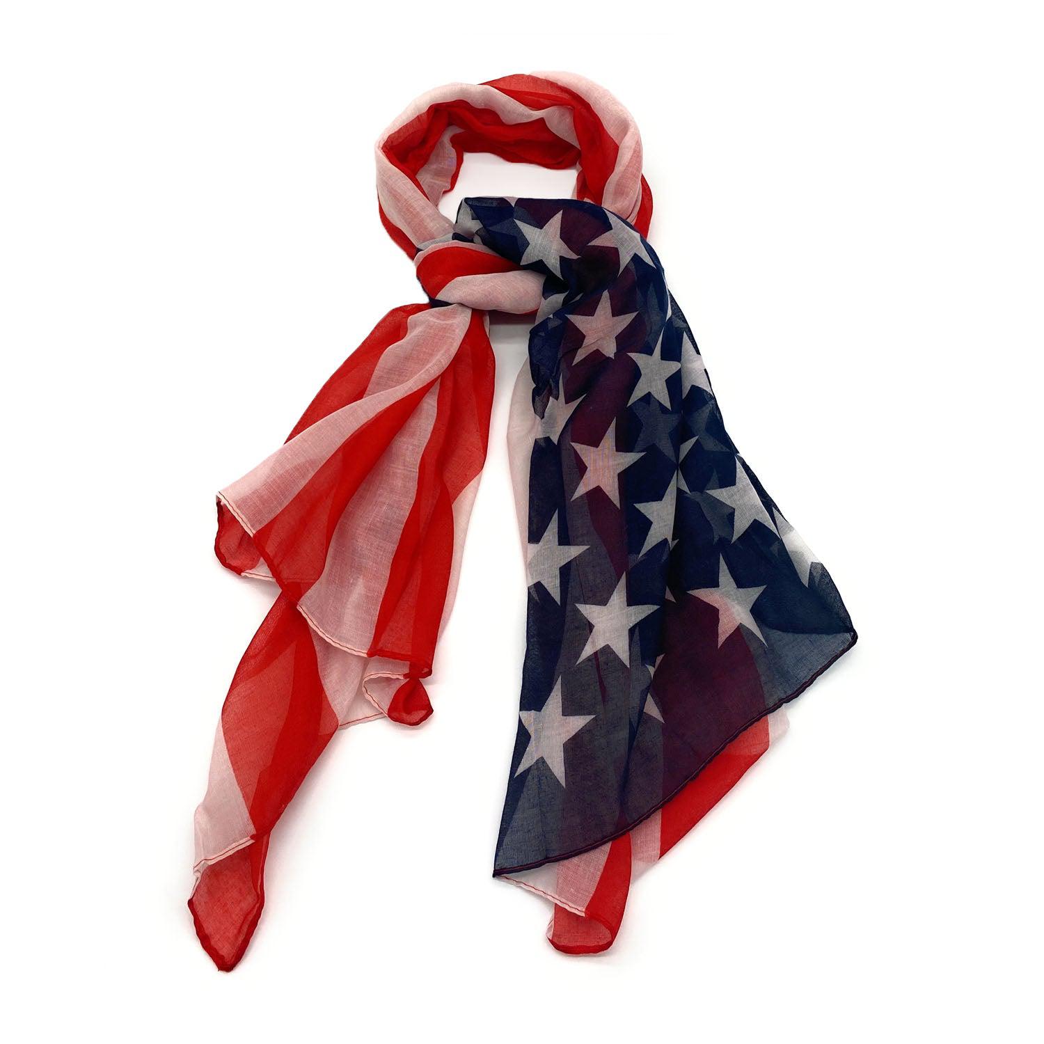 Empire Cove Patriotic USA American Flag Long Scarf Red White Scarves Shawls Wraps-Classic-
