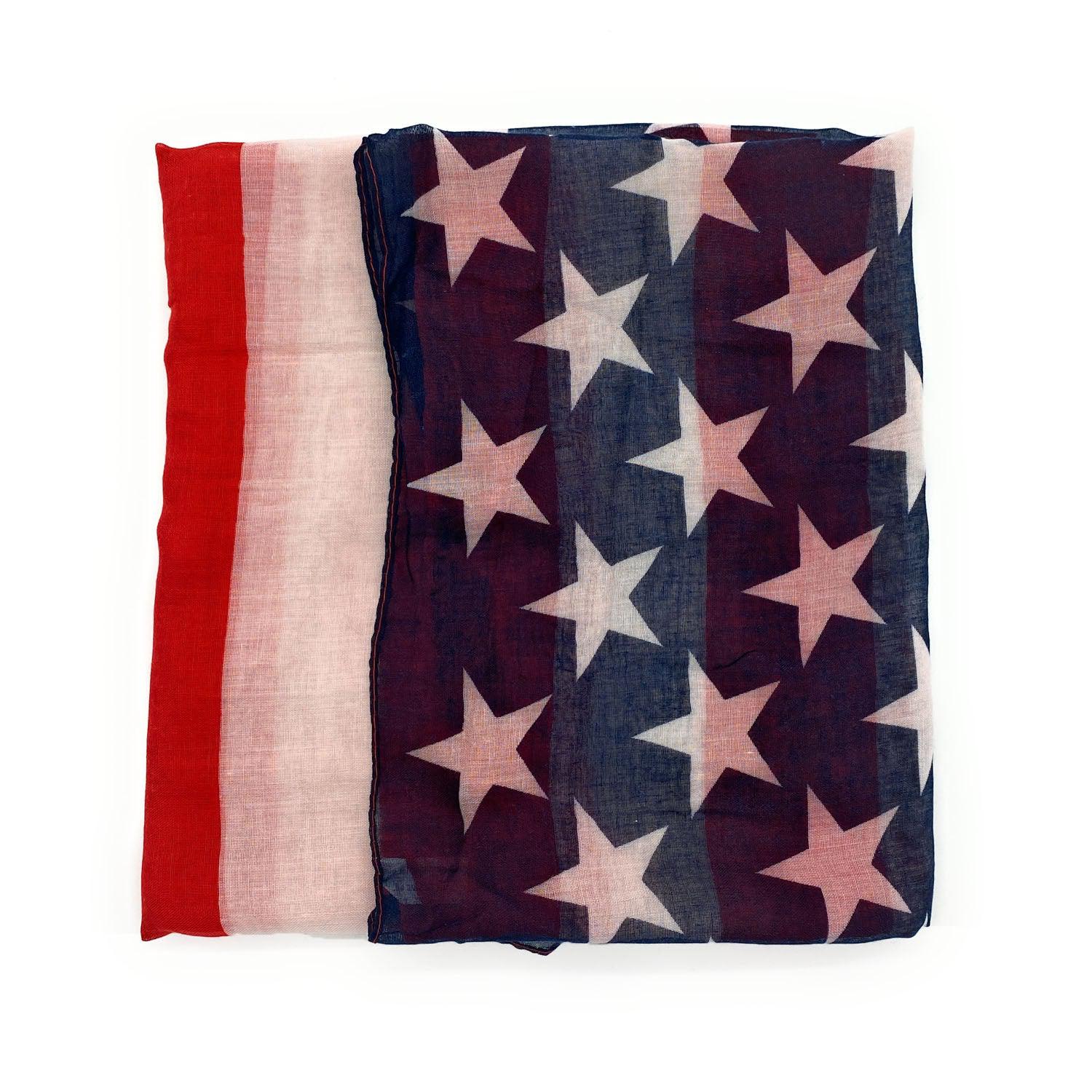 Empire Cove Patriotic USA American Flag Long Scarf Red White Scarves Shawls Wraps-Classic-