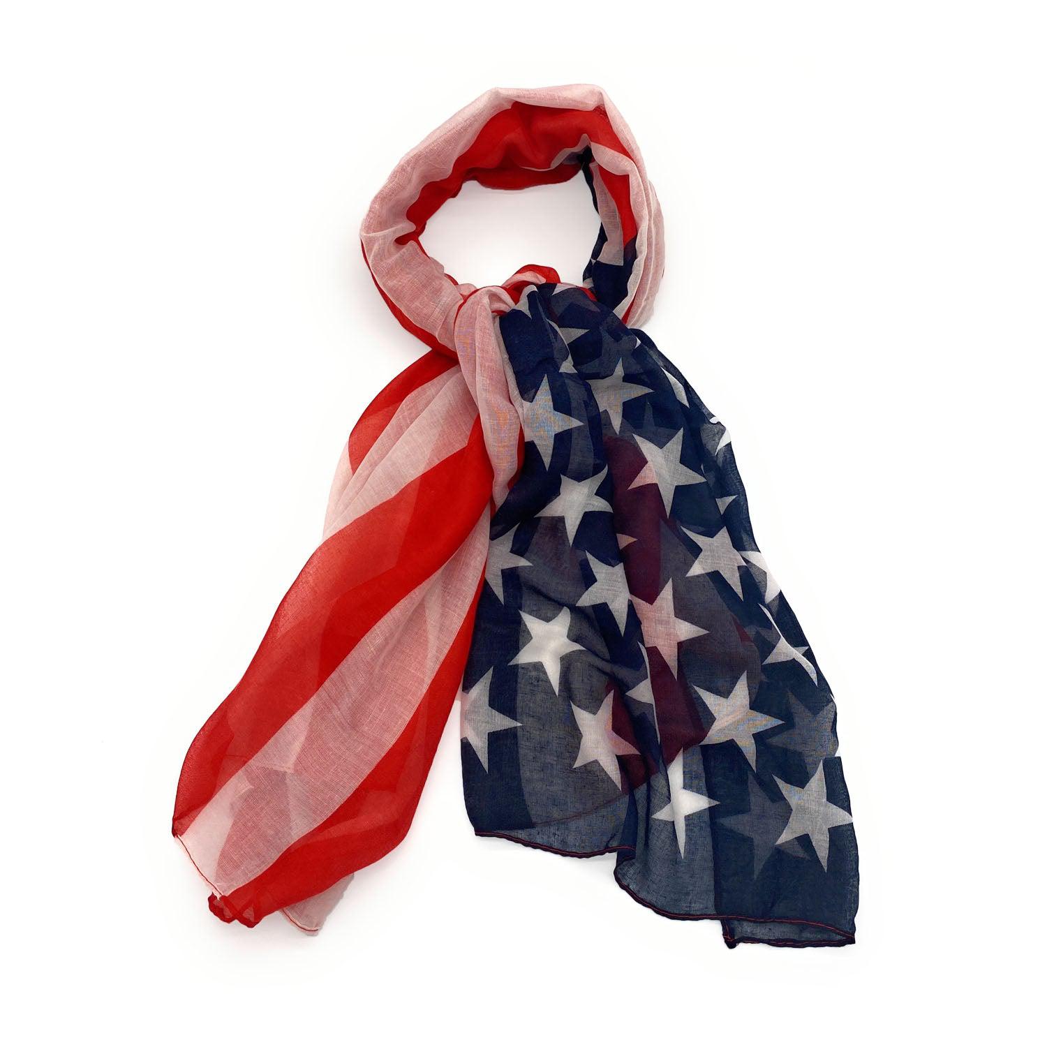 Empire Cove Patriotic USA American Flag Long Scarf Red White Scarves Shawls Wraps-Classic-