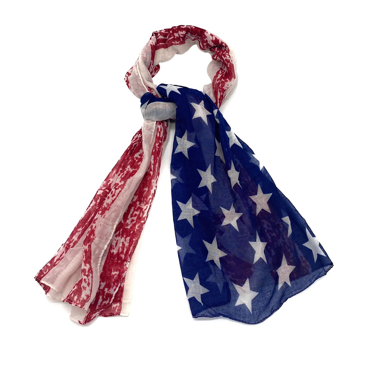 Empire Cove Patriotic USA American Flag Long Scarf Red White Scarves Shawls Wraps-Classic-