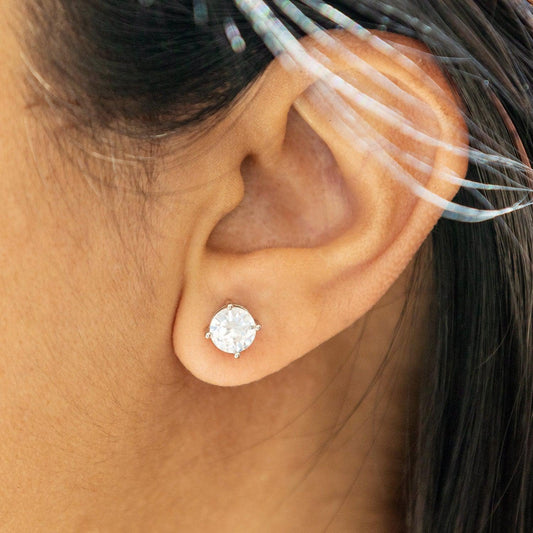 Empire Cove 14K Gold Sterling Silver Dipped Jewelry Cubic Zirconia Stud Earrings-GOLD-