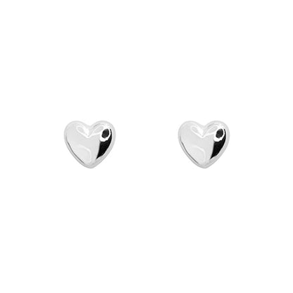 Empire Cove 14K Gold Sterling Silver Dipped Jewelry Heart Shaped Stud Earrings Minimalist-SILVER-