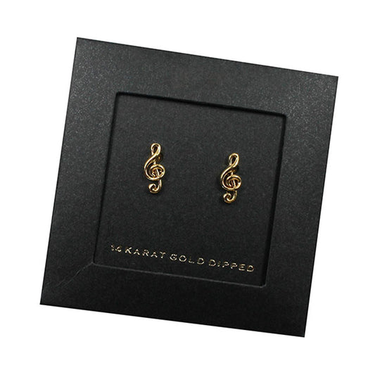Empire Cove 14K Gold Sterling Silver Dipped Jewelry Musical Note Stud Earrings-GOLD-