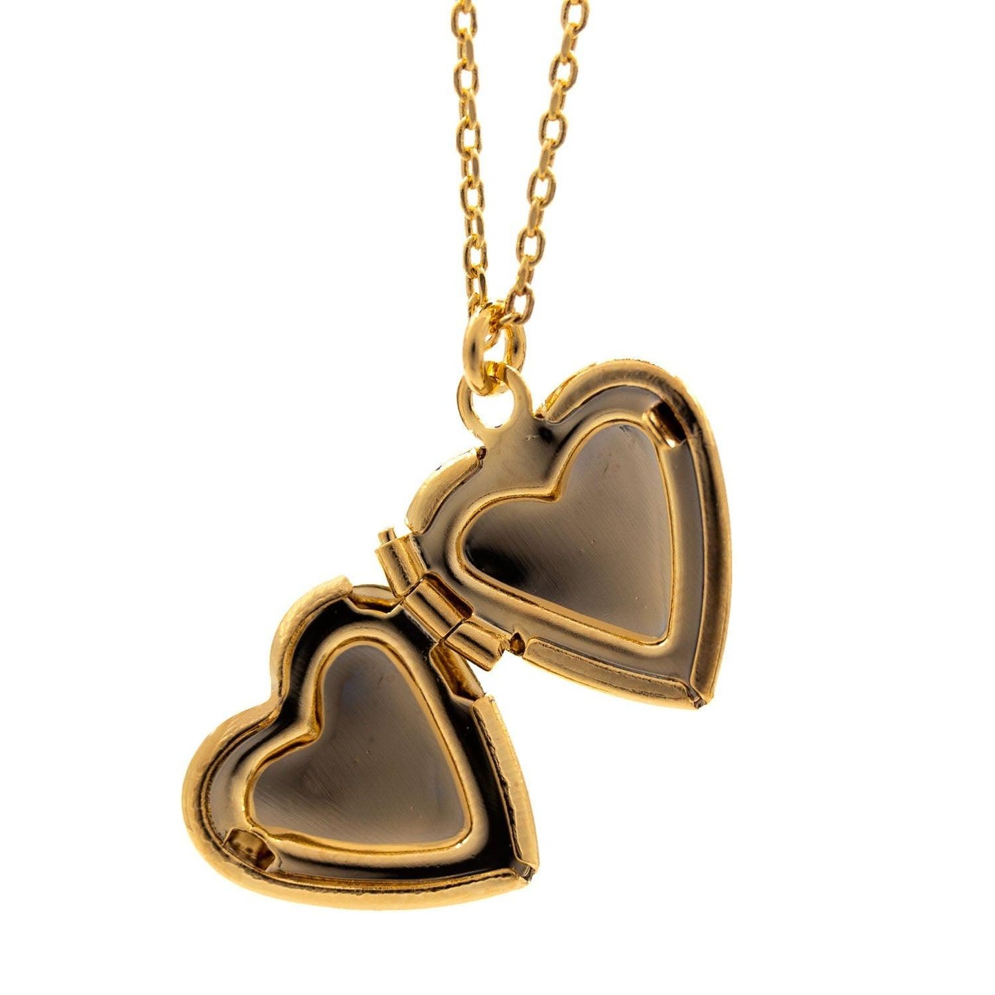 Empire Cove 14K Gold Sterling Silver Dipped Jewelry Heart Locket Pendant Necklace-GOLD-