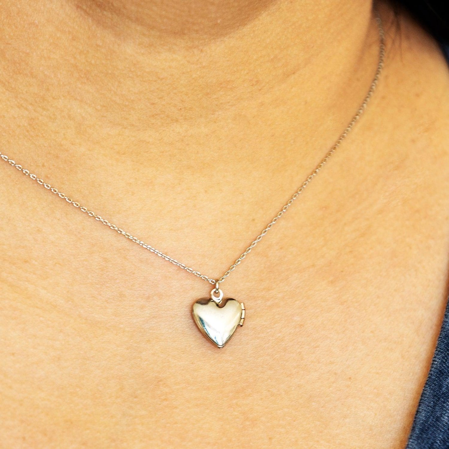 Empire Cove 14K Gold Sterling Silver Dipped Jewelry Heart Locket Pendant Necklace-GOLD-