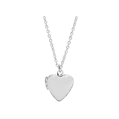Empire Cove 14K Gold Sterling Silver Dipped Jewelry Heart Locket Pendant Necklace-SILVER-