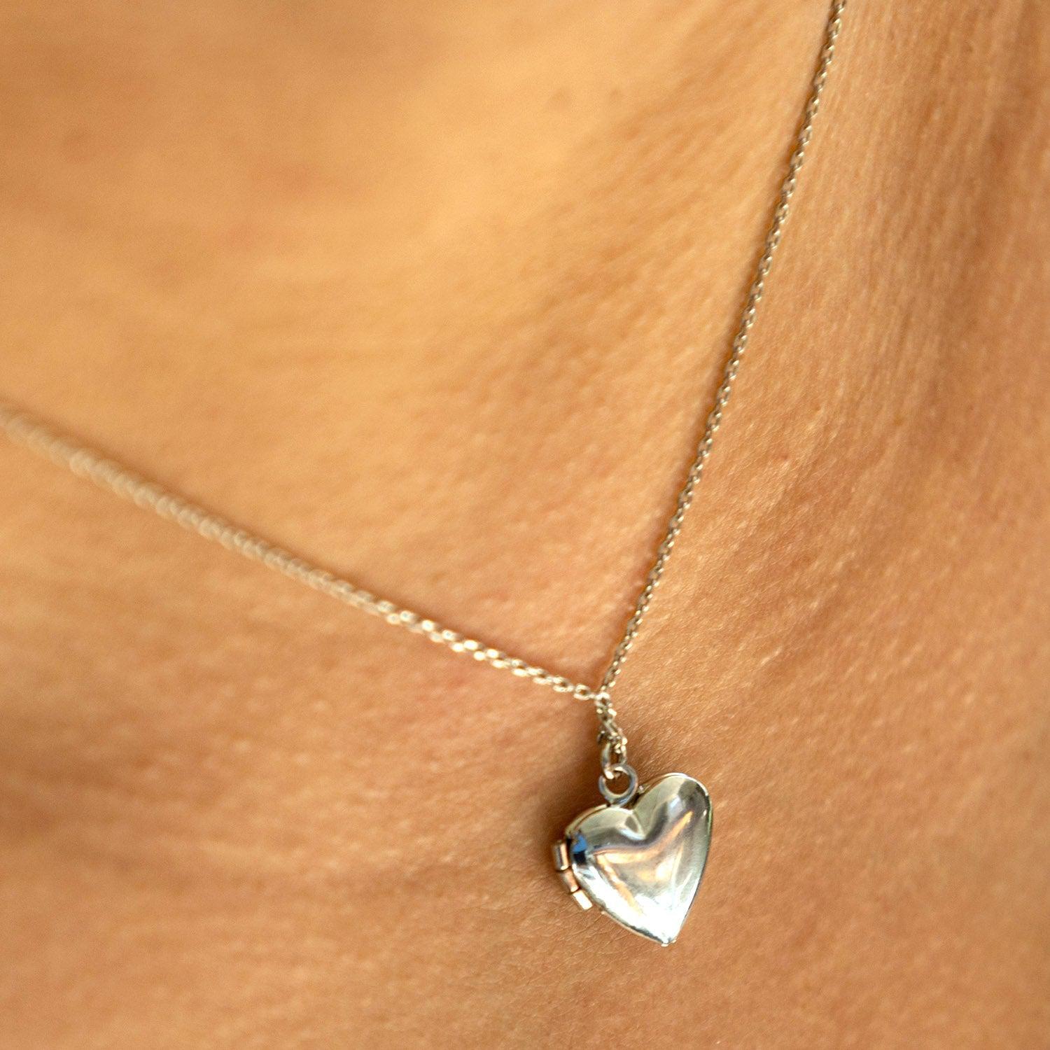 Empire Cove 14K Gold Sterling Silver Dipped Jewelry Heart Locket Pendant Necklace-GOLD-