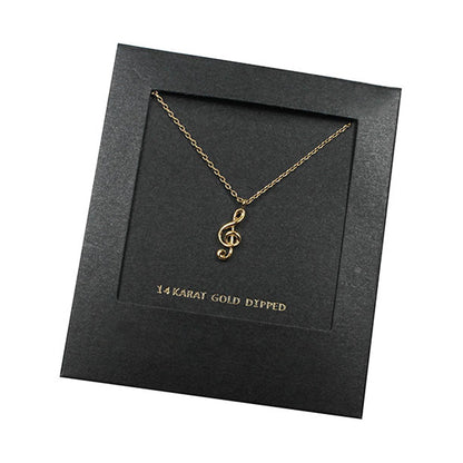 Empire Cove 14K Gold Sterling Silver Dipped Jewelry Musical Note Pendant Necklace-GOLD-