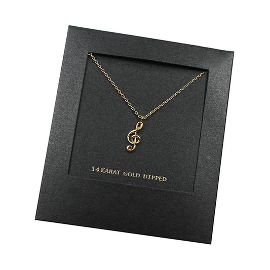 Empire Cove 14K Gold Sterling Silver Dipped Jewelry Musical Note Pendant Necklace-GOLD-