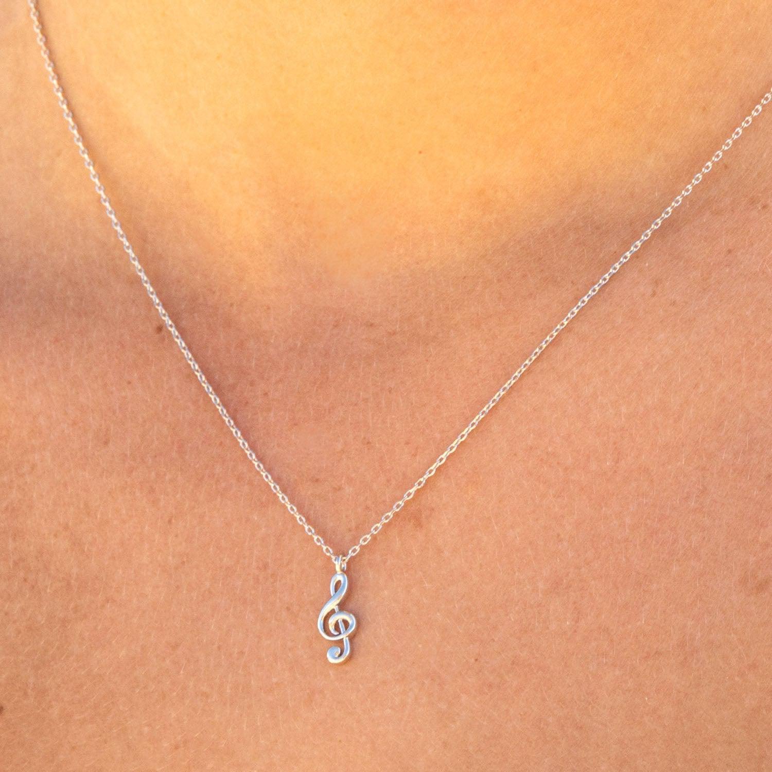 Empire Cove 14K Gold Sterling Silver Dipped Jewelry Musical Note Pendant Necklace-GOLD-