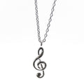 Empire Cove 14K Gold Sterling Silver Dipped Jewelry Musical Note Pendant Necklace-SILVER-