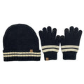 Empire Cove Winter Set Knit Striped Beanie and Touch Screen Gloves Gift Set-Black-
