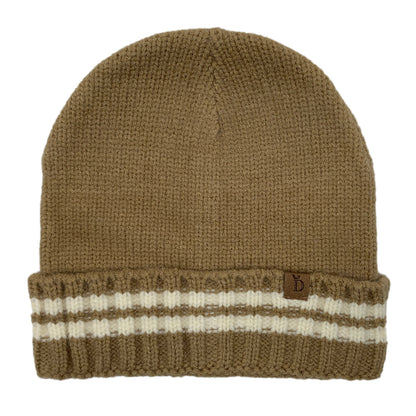 Empire Cove Winter Knit Striped Beanie-Camel-