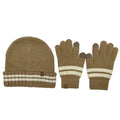 Empire Cove Winter Set Knit Striped Beanie and Touch Screen Gloves Gift Set-Camel-