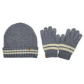 Empire Cove Winter Set Knit Striped Beanie and Touch Screen Gloves Gift Set-Grey-
