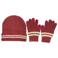 Empire Cove Winter Set Knit Striped Beanie and Touch Screen Gloves Gift Set-Red-