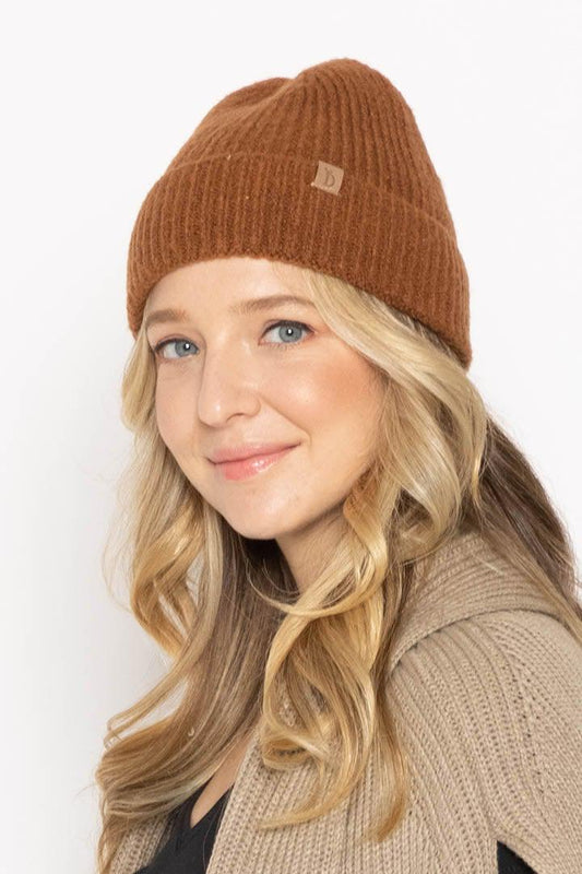 Empire Cove Womens Ribbed Knit Cuff Beanie-Dusty pink-