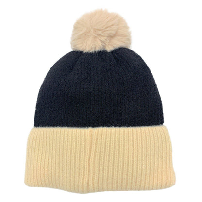 Empire Cove Winter Ribbed Knit Beanie with Faux Fur Pom Pom Hats Gifts for Her-Blue-