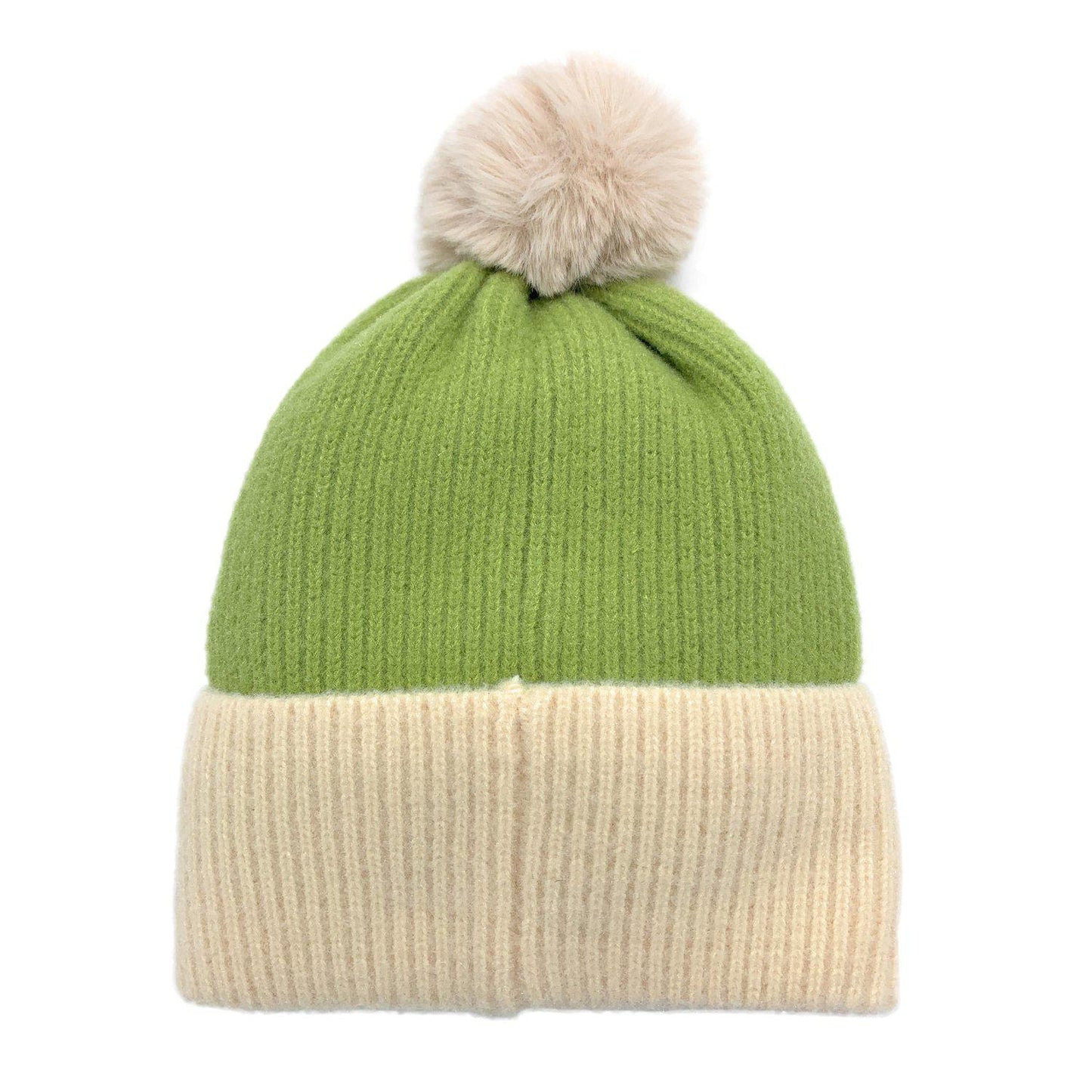 Empire Cove Winter Ribbed Knit Beanie with Faux Fur Pom Pom Hats Gifts for Her-Blue-