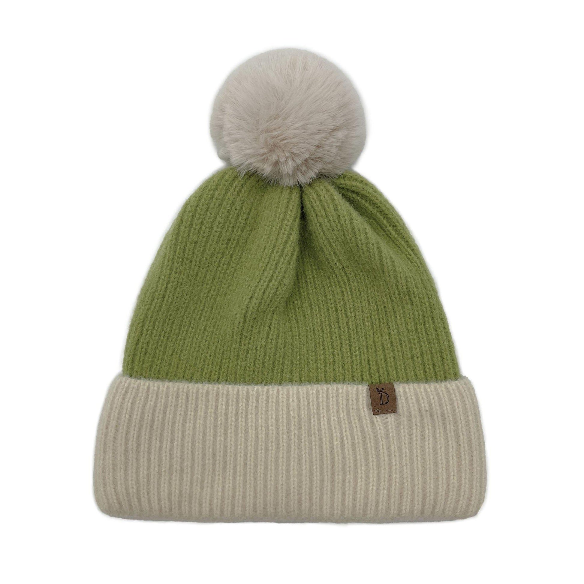 Empire Cove Winter Ribbed Knit Beanie with Faux Fur Pom Pom Hats Gifts for Her-Blue-