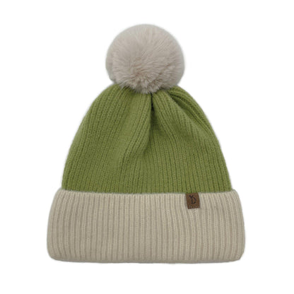 Empire Cove Winter Ribbed Knit Beanie with Faux Fur Pom Pom Hats Gifts for Her-Blue-