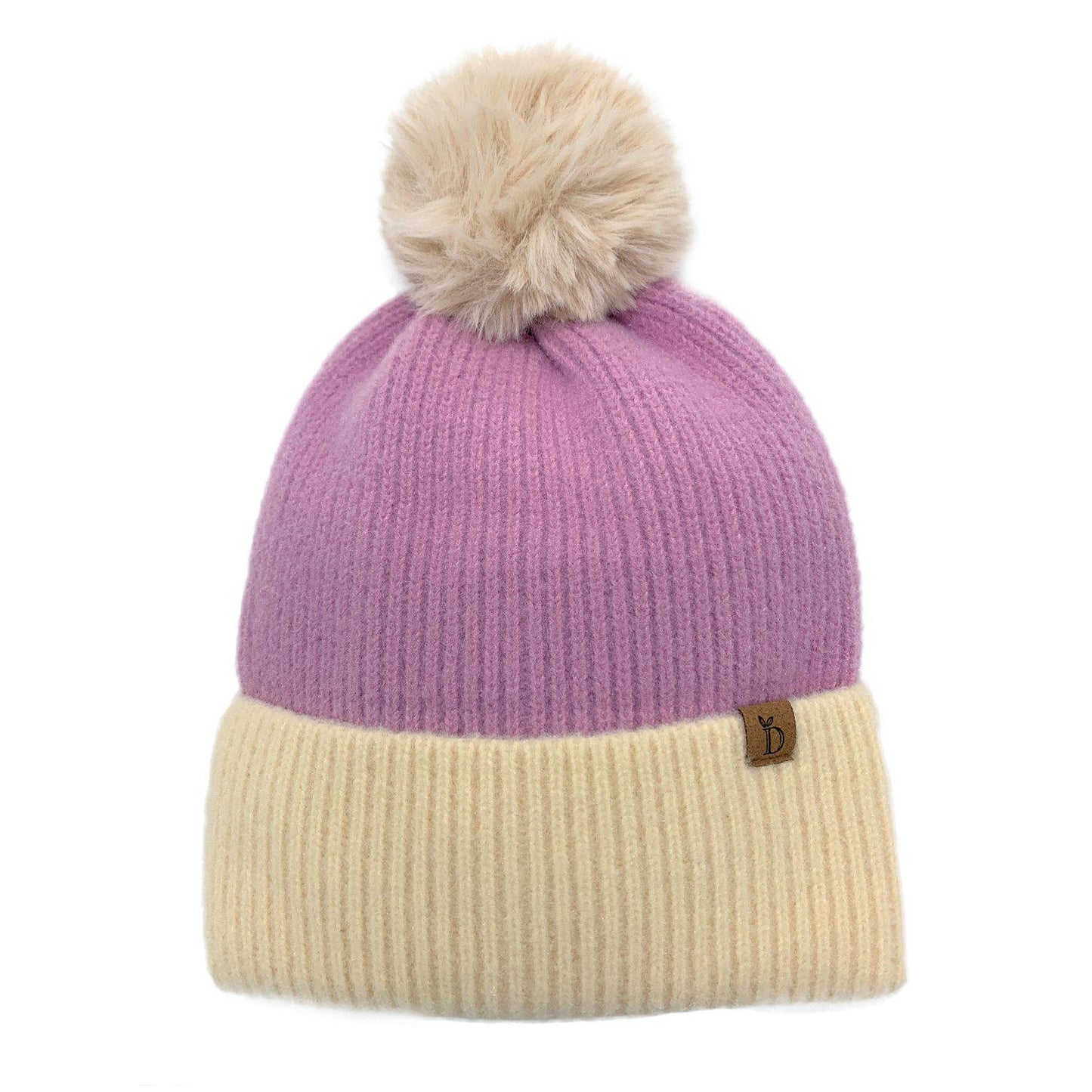 Empire Cove Winter Ribbed Knit Beanie with Faux Fur Pom Pom Hats Gifts for Her-Blue-
