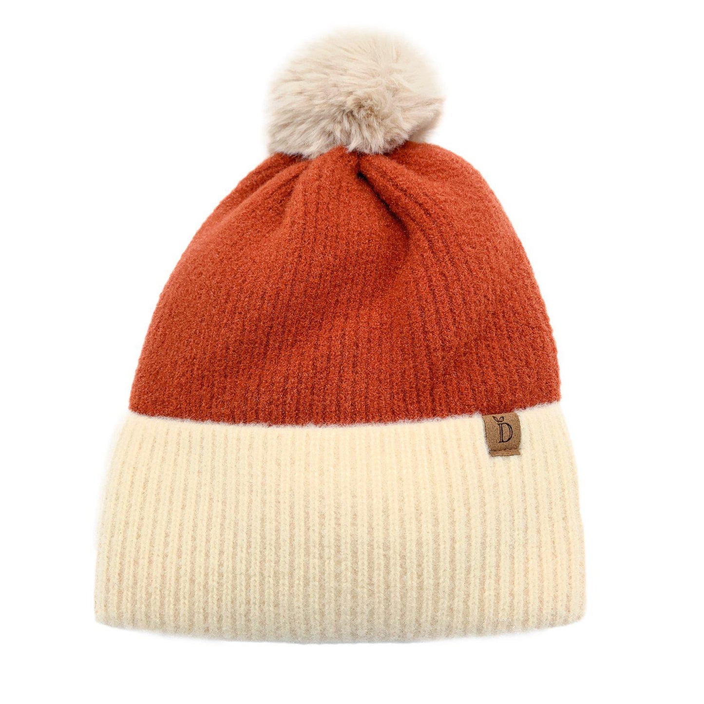 Empire Cove Winter Ribbed Knit Beanie with Faux Fur Pom Pom Hats Gifts for Her-Blue-