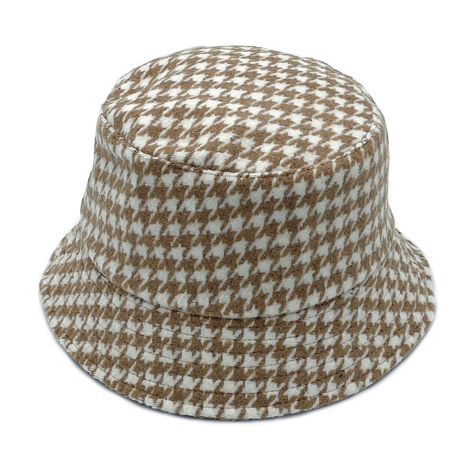 Empire Cove Womens Houndstooth Print Bucket Hat Fishermans-Beige-
