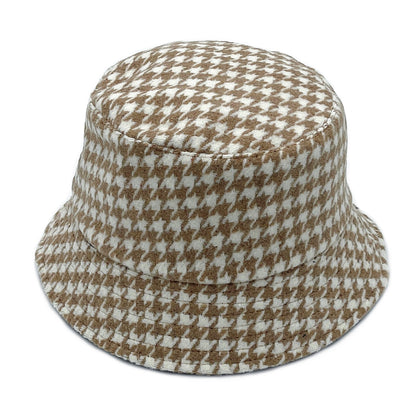 Empire Cove Womens Houndstooth Print Bucket Hat Fishermans-Beige-