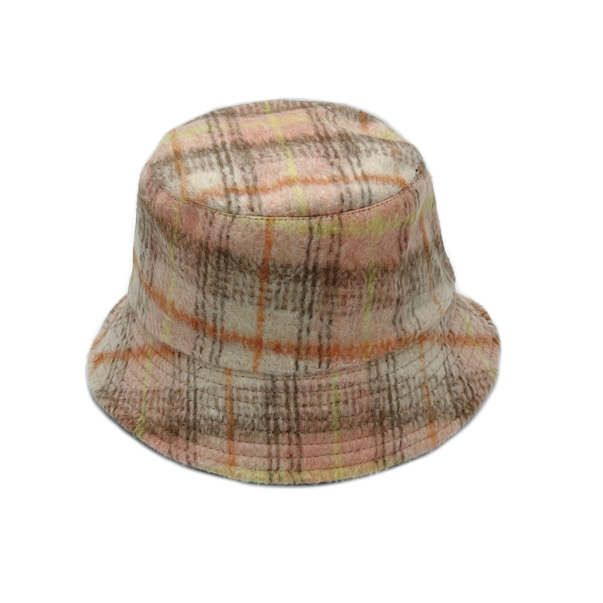 Empire Cove Womens Winter Cozy Plaid Fitted Bucket Hat Brown Pink Warm-