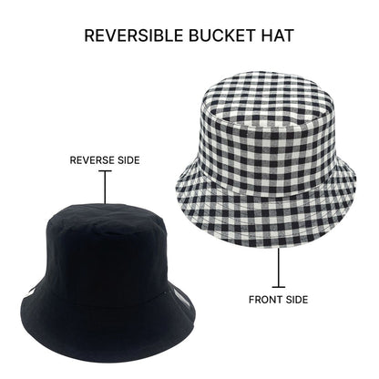 Empire Cove Checkered Tile Bucket Hat Reversible Fisherman Cap Women Men-Black-