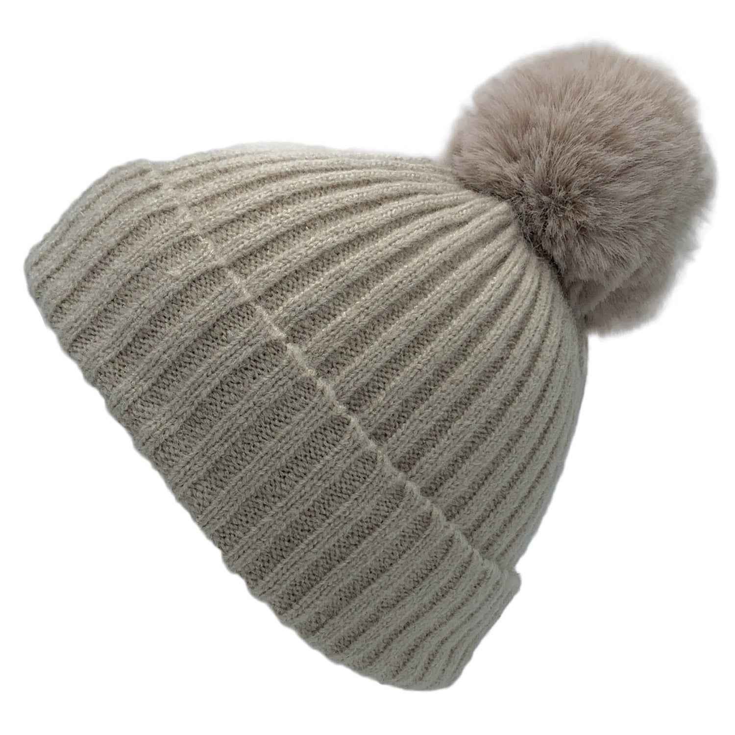 Empire Cove Winter Kids Boys Girls Cable Knit Cuff Beanie with Pom Pom-Beige-