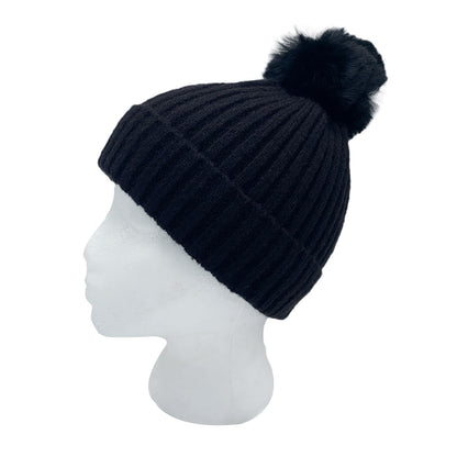 Empire Cove Winter Kids Boys Girls Cable Knit Cuff Beanie with Pom Pom-Beige-