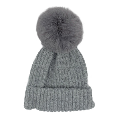 Empire Cove Winter Kids Boys Girls Cable Knit Cuff Beanie with Pom Pom-Beige-