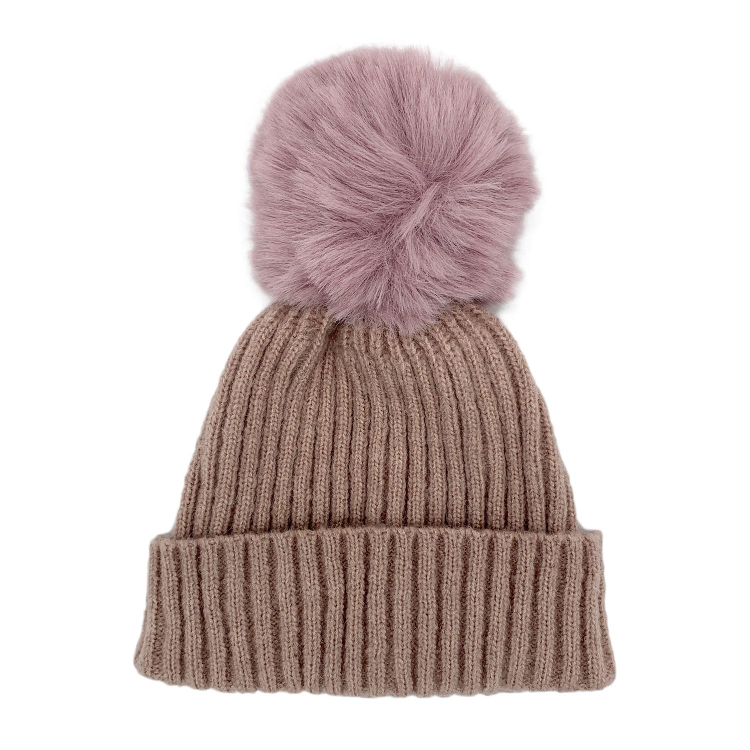 Empire Cove Winter Kids Boys Girls Cable Knit Cuff Beanie with Pom Pom-Beige-