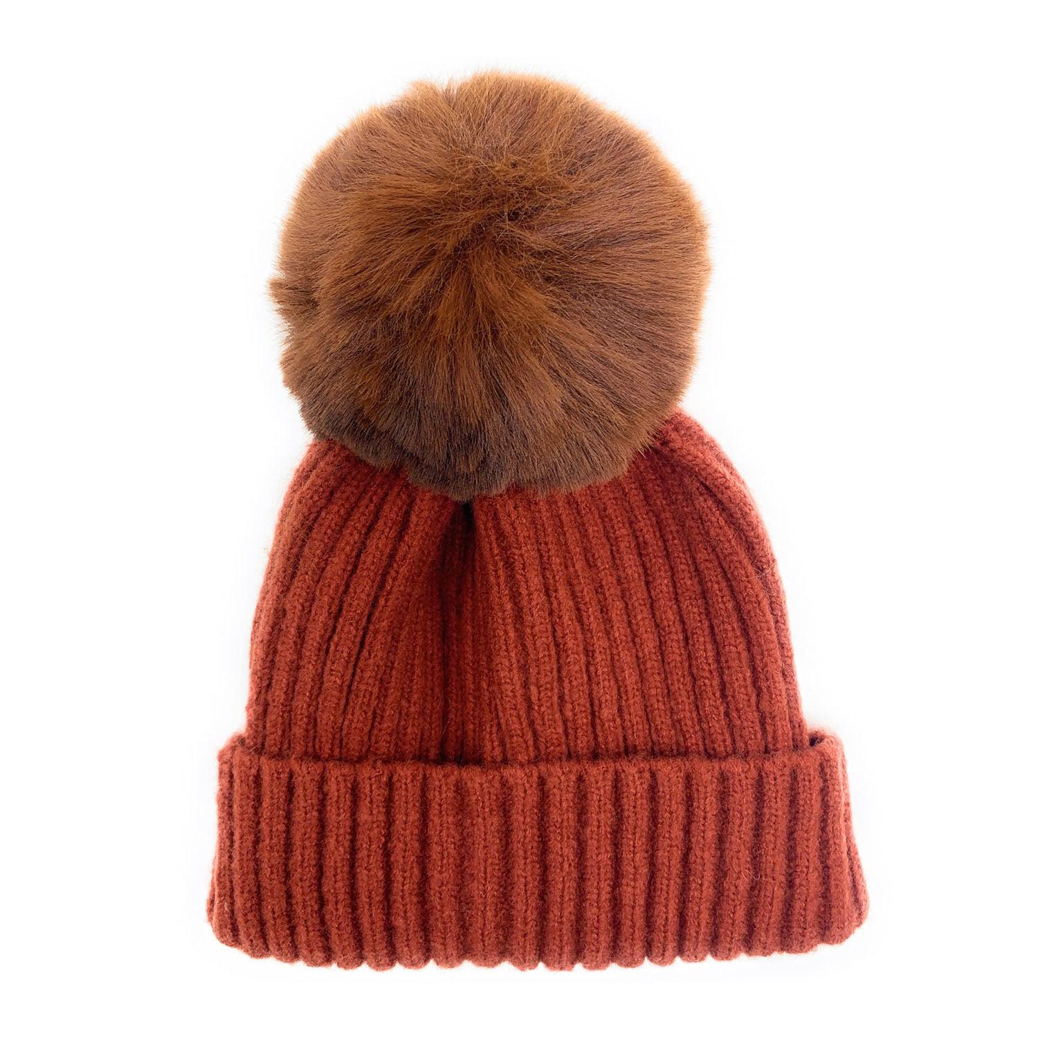 Empire Cove Winter Kids Boys Girls Cable Knit Cuff Beanie with Pom Pom-Beige-
